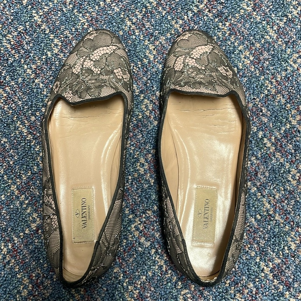 Preloved Valentino Lace Embellished Flats Loafers size 36 1/2